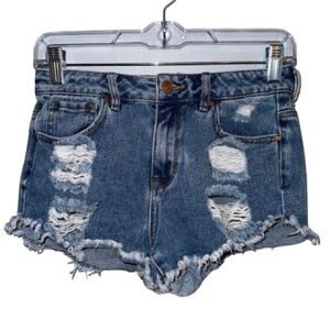 PacSun Blue Distressed Jean Shorts